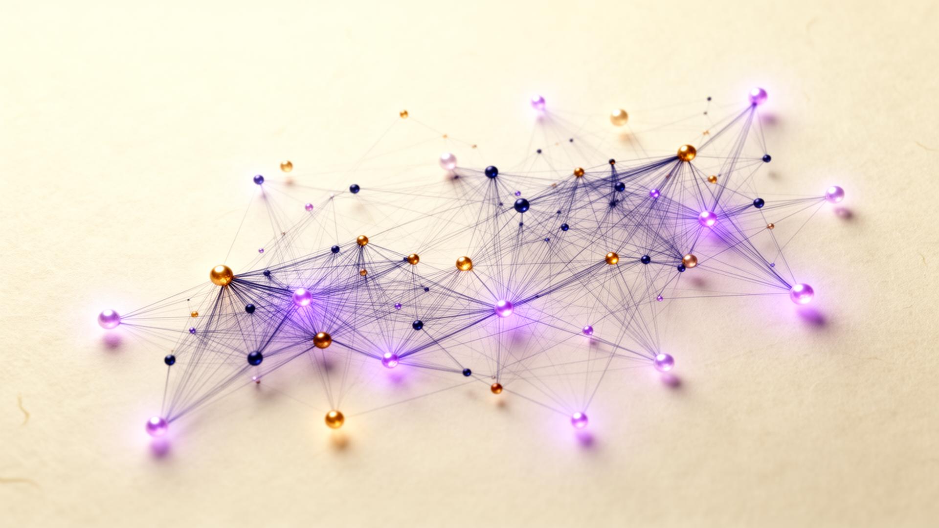 An abstract constellation of biomarker nodes connected by delicate filaments